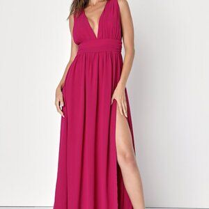 Lulus Heavenly Hues Magenta Maxi Dress Pink - Size M